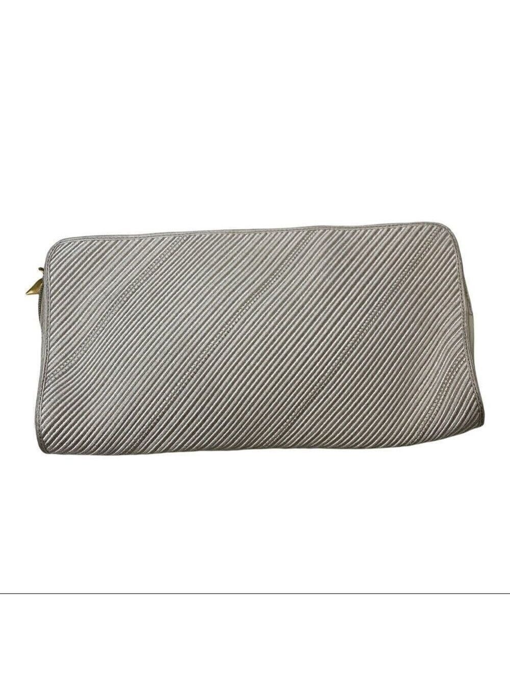 🔵De Vecchi Cream Woven Fabric Clutch Purse Vintage